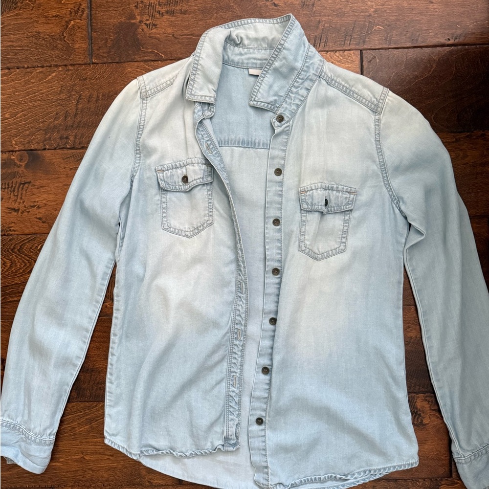 Halogen Light Blue Casual Button Down Shirt
